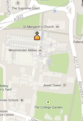 Situación de la Abadía de Westminster en el Mapa de Londres