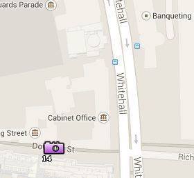 Situación de Downing Street en el Mapa de Londres