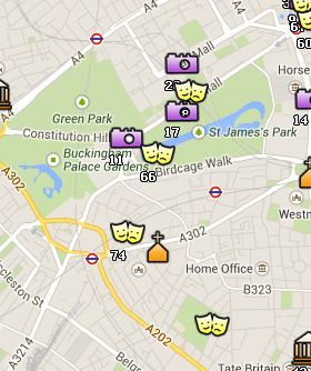 Situación de Green Park y St James's Park