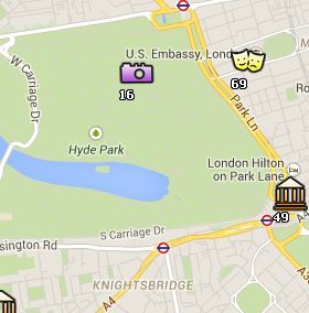Situación de Hyde Park en el Mapa de Londres