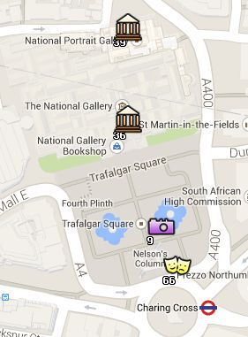 Situación de la National Portrait Gallery en el Mapa de Londres