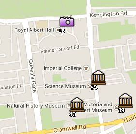 Situación del Museo de Historia Natual en el Mapa de Londres