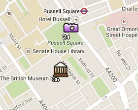 Situación de Russell Square en el Mapa de Londres