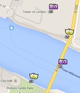 Situación del Tower Bridge en el Mapa de Londres