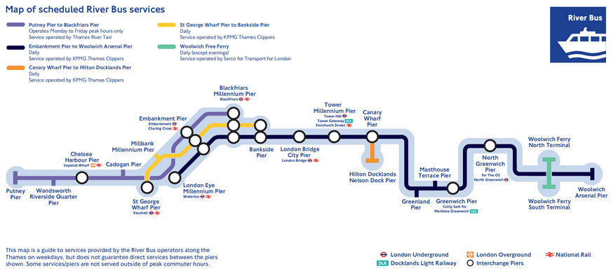 Mapa de líneas del River Bus